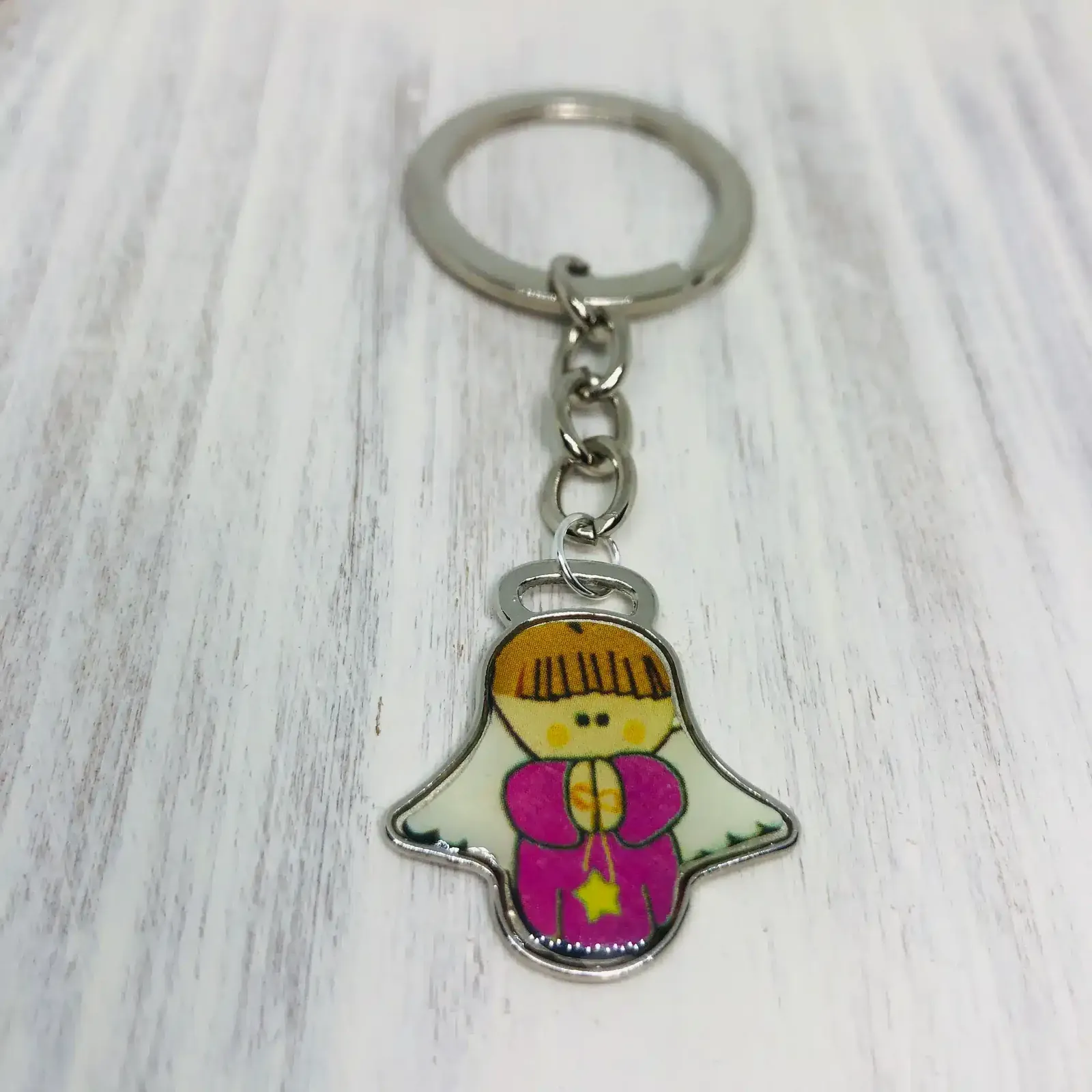 Llavero Baby Shower o Bautizo Angel Pink