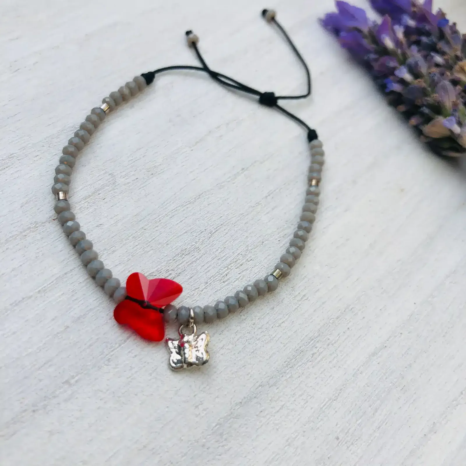 Pulsera hilo negro swarovsky y plata 925