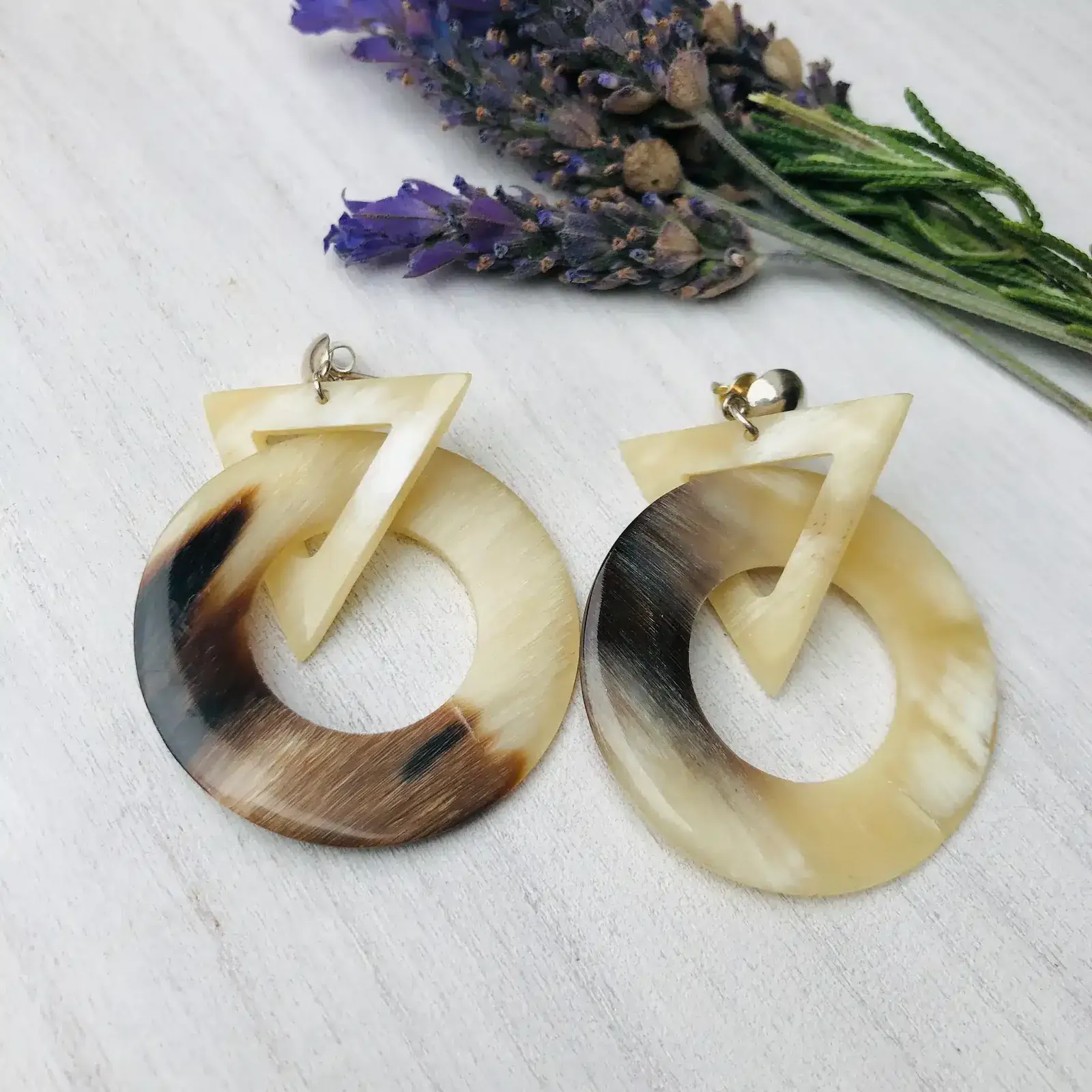 Aros cacho de buey y bases de plata 925