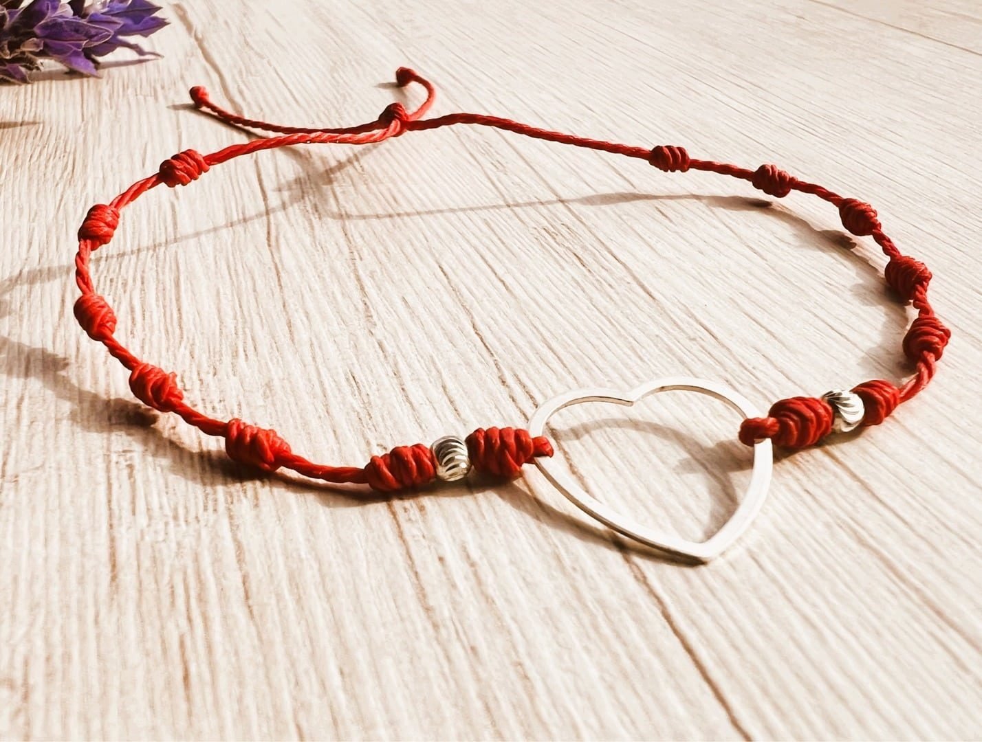 Pulsera hilo rojo y corazón plata 925