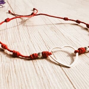 Pulsera hilo rojo y corazón plata 925