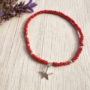 Pulsera cristales y estrella de mar plata 925