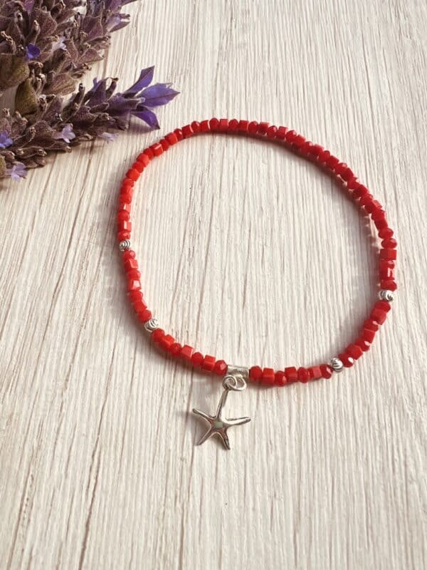 Pulsera cristales y estrella de mar plata 925